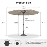 PURPLE LEAF Semi-Auto Outdoor Market Table Umbrella with Heavy-Duty Fabric
