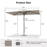 PURPLE LEAF Semi-Auto Outdoor Market Table Umbrella with Heavy-Duty Fabric