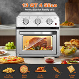 【USED】 Plum Chef Family Size Air Fryer Toaster Oven Combo,13QT,360° Hot Air Circulation for Healthy Oil-Free Cooking, Multifunctional Convection Contertop Oven, Adjustable Time & Temp Control, Stainless Steel
