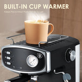 Plum Chef 20 Bar Espresso Machine for home- Professional Compact Espresso Maker with Milk Frother Steam Wand, Pressure Gauge & 54oz Large Water Tank, Low Noise Fast Brewing for Cappuccino, Latte