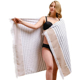 4 Packed Terry Peshtemal and Premium Beach Towel, Mediterranean Cotton Turkish Peshtemals, 35" x 60",  Modern & Traditional Turkish Bath Towels