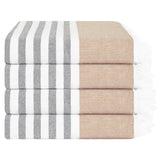 4 Packed Terry Peshtemal and Premium Beach Towel, Mediterranean Cotton Turkish Peshtemals, 35" x 60",  Modern & Traditional Turkish Bath Towels