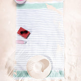 4 Packed Terry Peshtemal and Premium Beach Towel, Mediterranean Cotton Turkish Peshtemals, 35" x 60",  Modern & Traditional Turkish Bath Towels