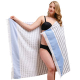 4 Packed Terry Peshtemal and Premium Beach Towel, Mediterranean Cotton Turkish Peshtemals, 35" x 60",  Modern & Traditional Turkish Bath Towels
