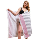 4 Packed Terry Peshtemal and Premium Beach Towel, Mediterranean Cotton Turkish Peshtemals, 35" x 60",  Modern & Traditional Turkish Bath Towels