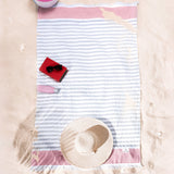 4 Packed Terry Peshtemal and Premium Beach Towel, Mediterranean Cotton Turkish Peshtemals, 35" x 60",  Modern & Traditional Turkish Bath Towels