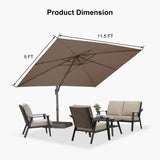 PURPLE LEAF Patio Cantilever Umbrella with Aluminum Offset Hanging for Pool Garden Deck
