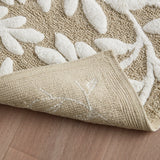 Dimensional Leaf Cotton Tufted Anti-Skid Bath Rug, Taupe