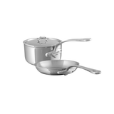 Mauviel M'URBAN 4 Tri-Ply Sauce Pan With Lid 1.2-Qt and Fry Pan 7.9-In, Cast Stainless Steel Handles