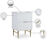Modernist Quartz Bathroom Vanity with Elegant White Finish and Contemporary Gold Accents Design