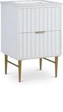 Modernist Quartz Bathroom Vanity with Elegant White Finish and Contemporary Gold Accents Design