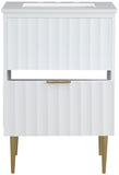 Modernist Quartz Bathroom Vanity with Elegant White Finish and Contemporary Gold Accents Design
