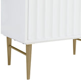 Modernist Quartz Bathroom Vanity with Elegant White Finish and Contemporary Gold Accents Design