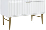 Modernist Quartz Bathroom Vanity with Elegant White Finish and Contemporary Gold Accents Design