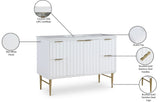 Modernist Quartz Bathroom Vanity with Elegant White Finish and Contemporary Gold Accents Design