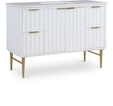 Modernist Quartz Bathroom Vanity with Elegant White Finish and Contemporary Gold Accents Design