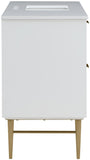 Modernist Quartz Bathroom Vanity with Elegant White Finish and Contemporary Gold Accents Design