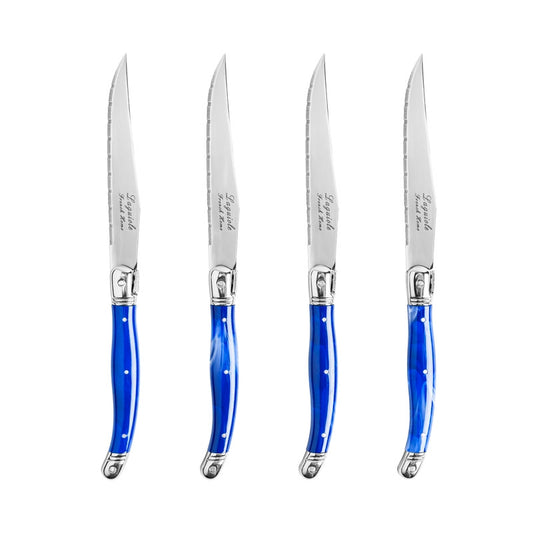 French Home Laguiole Steak Knives, Set of 4, Blue Marble