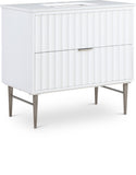 Modernist Quartz Bathroom Vanity with Elegant White Finish and Contemporary Gold Accents Design