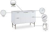 Modernist Quartz Bathroom Vanity with Elegant White Finish and Contemporary Gold Accents Design