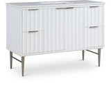 Modernist Quartz Bathroom Vanity with Elegant White Finish and Contemporary Gold Accents Design