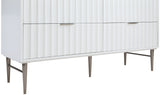 Modernist Quartz Bathroom Vanity with Elegant White Finish and Contemporary Gold Accents Design