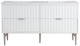 Modernist Quartz Bathroom Vanity with Elegant White Finish and Contemporary Gold Accents Design