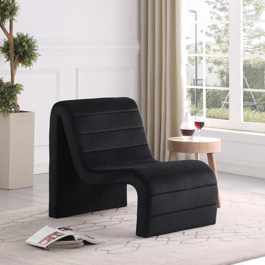 Ivy Velvet Accent Chair - Stylish Curved Design with Channel Tufting for Ultimate Comfort and Relaxation