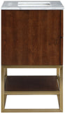 Monad Carrara Marble Contemporary Bathroom Vanity with Brushed Gold Base and Elegant Design