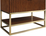 Monad Carrara Marble Contemporary Bathroom Vanity with Brushed Gold Base and Elegant Design