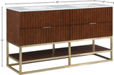 Monad Carrara Marble Contemporary Bathroom Vanity with Brushed Gold Base and Elegant Design