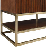 Monad Carrara Marble Contemporary Bathroom Vanity with Brushed Gold Base and Elegant Design
