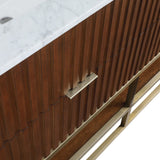 Monad Carrara Marble Contemporary Bathroom Vanity with Brushed Gold Base and Elegant Design