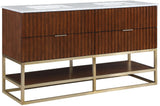 Monad Carrara Marble Contemporary Bathroom Vanity with Brushed Gold Base and Elegant Design