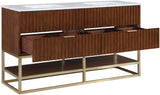 Monad Carrara Marble Contemporary Bathroom Vanity with Brushed Gold Base and Elegant Design