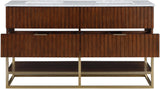 Monad Carrara Marble Contemporary Bathroom Vanity with Brushed Gold Base and Elegant Design
