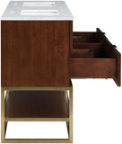 Monad Carrara Marble Contemporary Bathroom Vanity with Brushed Gold Base and Elegant Design