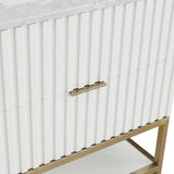 Monad Carrara Marble Contemporary Bathroom Vanity with Brushed Gold Base and Elegant Design