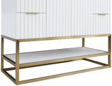 Monad Carrara Marble Contemporary Bathroom Vanity with Brushed Gold Base and Elegant Design