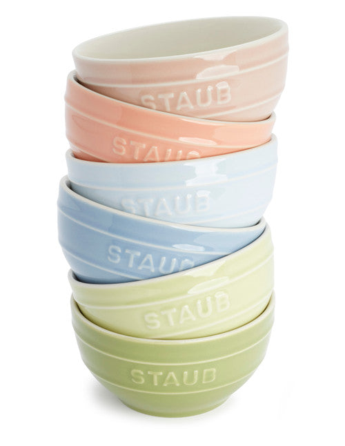 Staub Ceramic 6-pc 4.75-inch Small Universal Bowl Macaron Pastel Colors