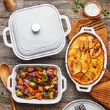 Staub Ceramic 4-pc Baking Pans Set, Casserole Dish with Lid, Brownie Pan