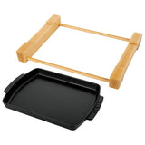 Staub Cast Iron 13 x 9-inch Rectangular Serving Dish with Wood Base - Matte Black