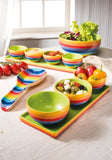 Handpainted Rainbow Stripe Coffee Cup & Saucer