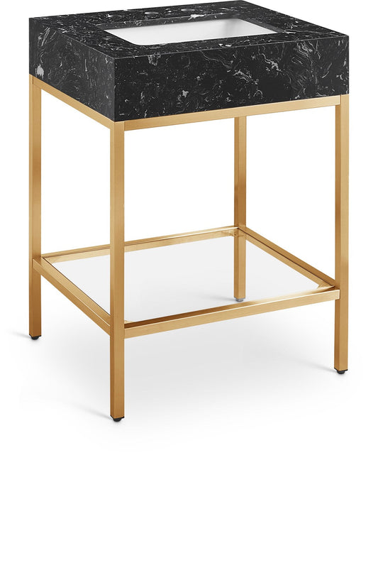 Marmo Contemporary Bathroom Vanity with Elegant Artificial Marble and Stylish Stainless Steel Base