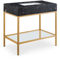 Marmo Contemporary Bathroom Vanity with Elegant Artificial Marble and Stylish Stainless Steel Base