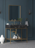 Marmo Contemporary Bathroom Vanity with Elegant Artificial Marble and Stylish Stainless Steel Base