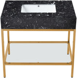 Marmo Contemporary Bathroom Vanity with Elegant Artificial Marble and Stylish Stainless Steel Base