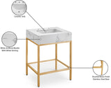Marmo Contemporary Bathroom Vanity with Elegant Artificial Marble and Stylish Stainless Steel Base