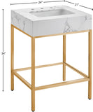 Marmo Contemporary Bathroom Vanity with Elegant Artificial Marble and Stylish Stainless Steel Base