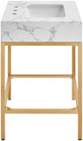 Marmo Contemporary Bathroom Vanity with Elegant Artificial Marble and Stylish Stainless Steel Base